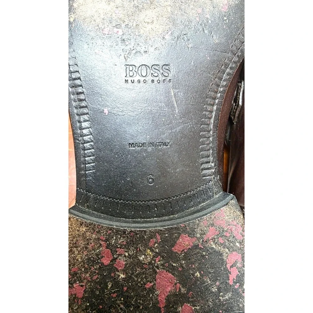 Hugo Boss Men's Dressing Brown Leather Horse bit Loafers Shoes Size 6 Made Italy